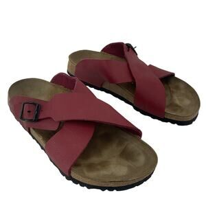 Birkenstock Red Cross-Strap Sandals